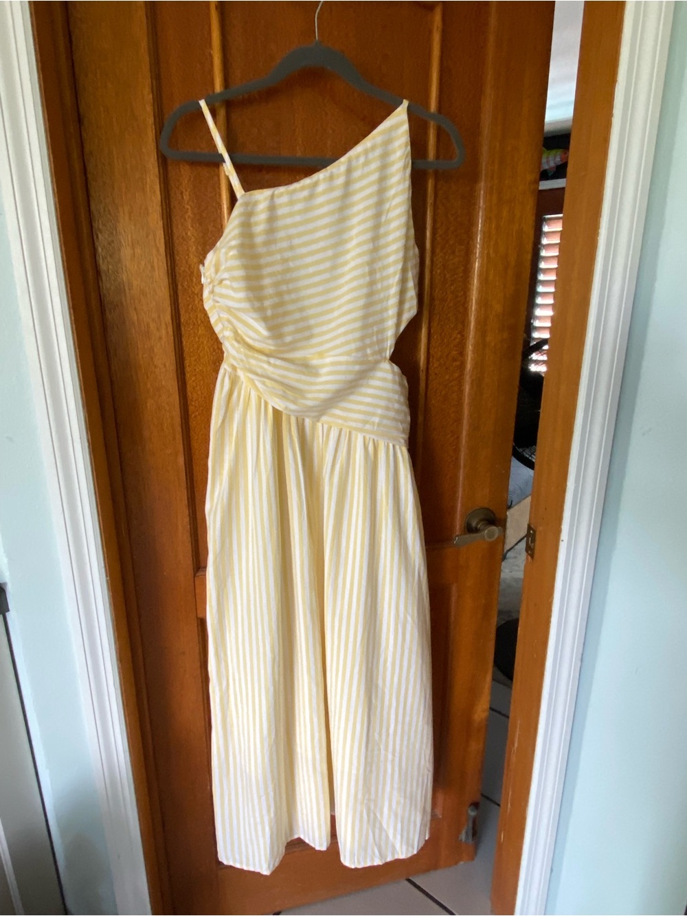 Commense One-Shoulder Yellow Stripe Women’s maxi dress
